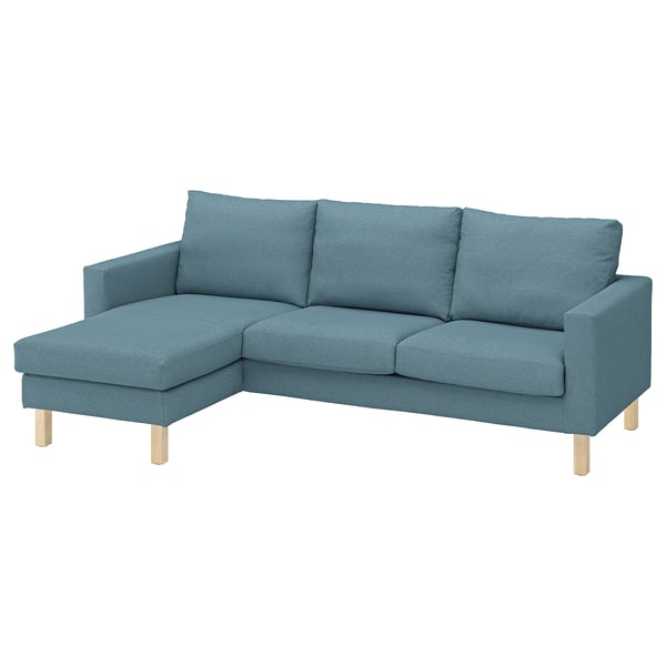 SALTSJÖBADEN Cover f 3-seat sofa w chaise longue, Fridtuna dark grey-blue