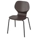 A SIGTRYGG chair in dark wood. It a curved back and seat for comfort, supported by four black metal legs. Modern design with a sleek, minimalist look.