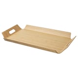 SILVERHAJMAL wooden tray, natural color, bamboo material, rectangular shape, with handles.