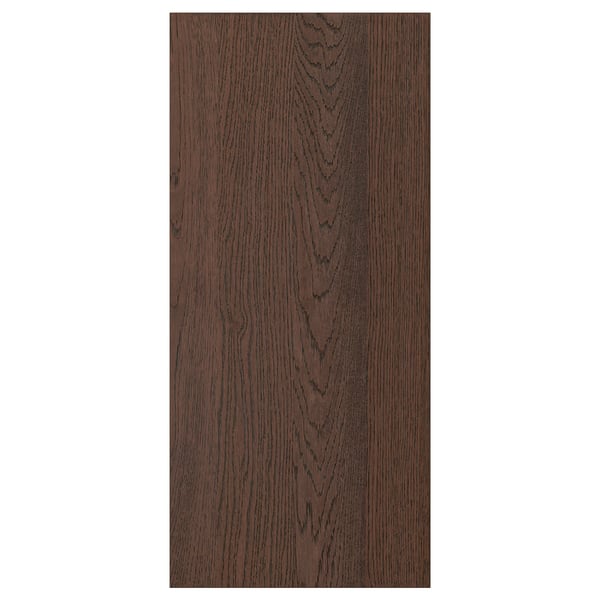 A dark brown wooden panel with visible grain texture, featuring a sleek and simple rectangular shape ideal for modern decor.