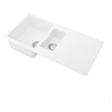 White 1. 5-basin sink; rectangular, seamless, modern design.