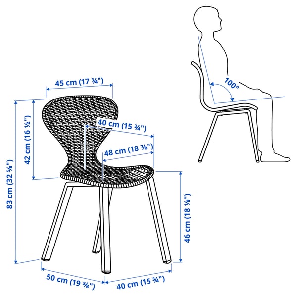 SKÅLSTA Chair, rattan/profiled metal/black-grey