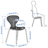 SKÅLSTA Chair, rattan/tubular metal/black-grey