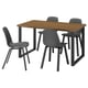 SKÅLSTA Table and 4 chairs, walnut effect U-shaped black-grey/plastic black profiled metal/black-grey, 140x80 cm