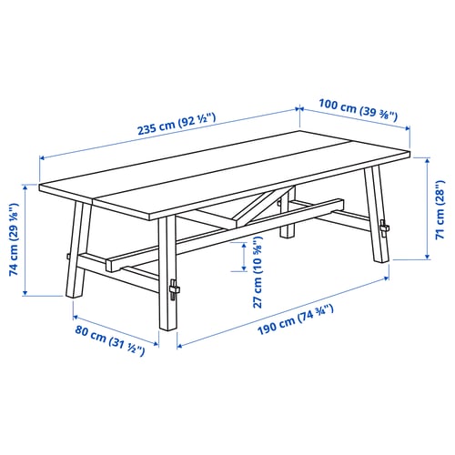 Illustration with measurements for the product: SKOGSTA.