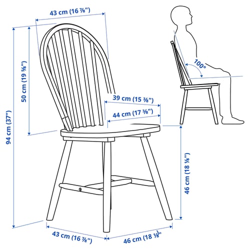 Illustration with measurements for the product: SKOGSTA.