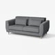Grey SLATORP sofa, modern design with wooden legs, comfy cushions.