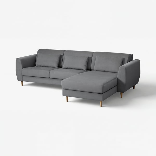 SLATORP 3-seat sofa with chaise longue, Hakebo dark grey