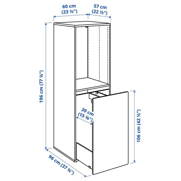 Illustration with measurements for the product: SMÅSTAD.