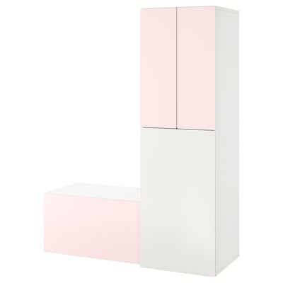 SMÅSTAD white & pale pink kids wardrobe with storage, modern minimalist design.