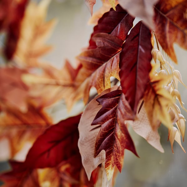 SMYCKA Artificial wreath, in/outdoor/leaf orange-brown, 60 cm