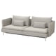 SÖDERHAMN sofa bed in light grey with slim lines and deep seats, convertible for comfort and functionality.