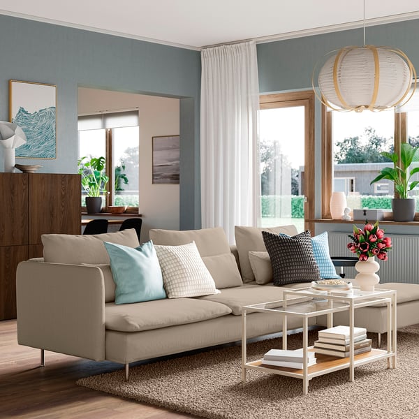 SÖDERHAMN 4-seat sofa with chaise longue, and open end/Kelinge beige
