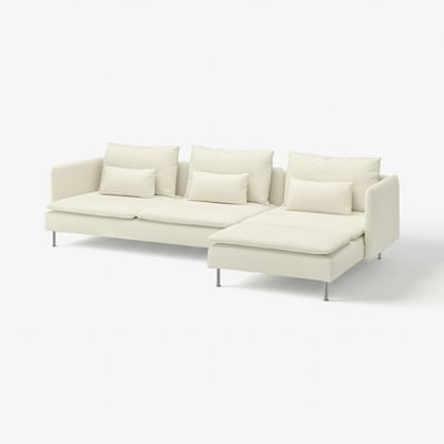 SÖDERHAMN 4-seat sofa, with chaise longue/Johanneshov off-white