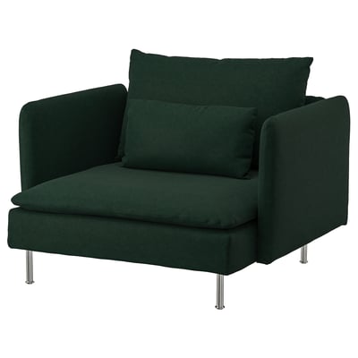 Dark green SÖDERHAMN sofa chair with metal legs