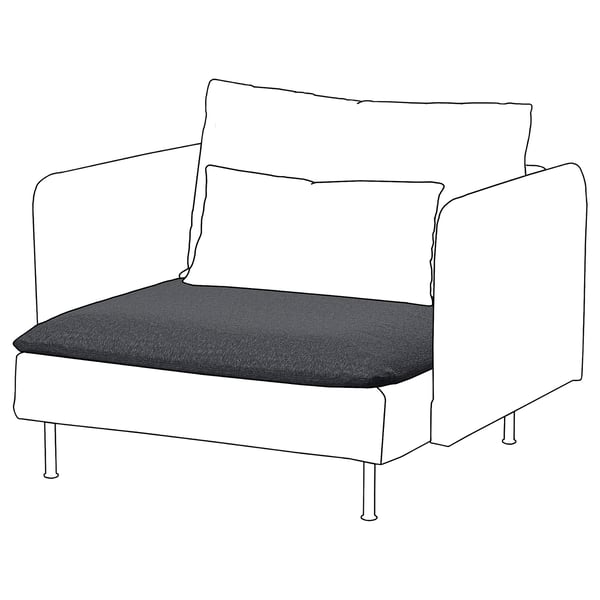 SÖDERHAMN chair in black and white, minimalist design with sleek lines and cushions.