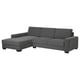 Option: Modern dark grey l-shaped sofa with minimalist style. Soft fabric, solid wood legs.