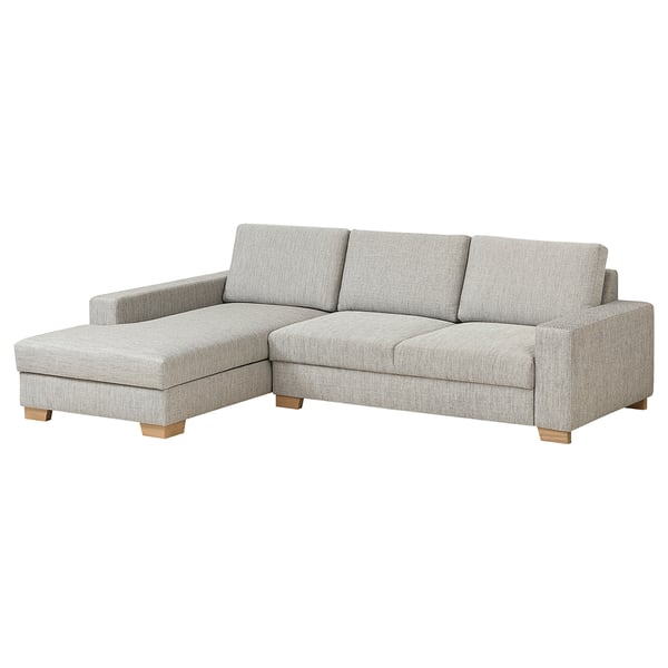 Light grey SÖRVALLEN sectional sofa, modern scandinavian design, soft fabric, l-shape.