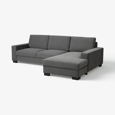 SÖRVALLEN 3-seat sofa, with chaise longue, right/Tallmyra medium grey