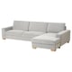 A light gray SÖRVALLEN sofa with a chaise longue, featuring a minimalist scandinavian design.