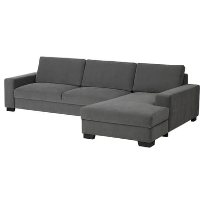 A gray SÖRVALLEN sectional sofa with a chaise lounge, featuring a modern scandinavian design.