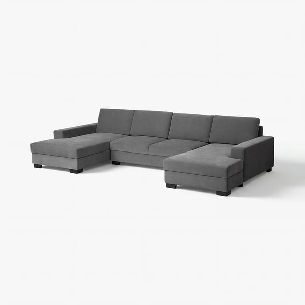 SÖRVALLEN 4-seat sofa with chaise longues, Tallmyra medium grey