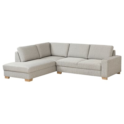 Modern gray SÖRVALLEN l-shaped sofa with wood legs, minimalist design.