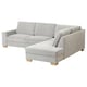 Option: A light gray SÖRVALLEN sectional sofa with a minimalist scandinavian design. It clean lines, a chaise longue, and sturdy wooden legs.