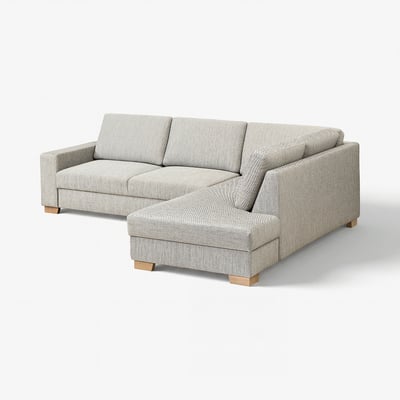 SÖRVALLEN light grey u-shaped sofa, modern style, minimalist design, wooden legs.