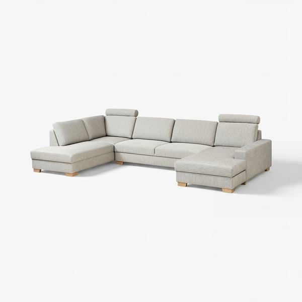 SÖRVALLEN Corner sofa, 5-seat, with chaise longue, right/Viarp beige/brown