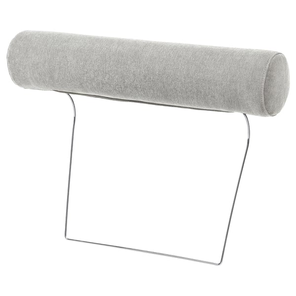 SÖRVALLEN headrest, gray, fabric & metal, cylindrical, minimalist design.
