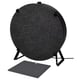 Option: Dark gray circular air purifier on stand, with mesh filter panel in front.