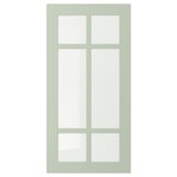 Green STENSUND glass door. Rectangular, four-pane design, lacquered fiberboard with clear glass.