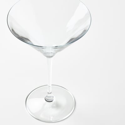 STORSINT: clear, stemless martini glass with lustrous crystal design.