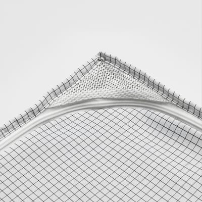 STUK mesh storage box, rectangular, light gray, fabric covered, air vents, handles for easy carrying.