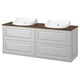 TÄNNFORSEN / RUTSJÖN Wash-stand/wash-basins, light grey/brown walnut effect, 162x49x76 cm
