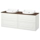 TÄNNFORSEN / RUTSJÖN Wash-stand/wash-basins, white/brown walnut effect, 162x49x76 cm