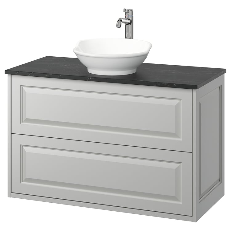 TÄNNFORSEN / VÄSTERSJÖN Washstnd w drawers/washbasin/tap light grey