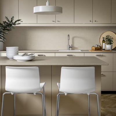 TÄRNHULT Custom made wall panel, dark beige limestone effect/glass composite, 1 m²x1.2 cm