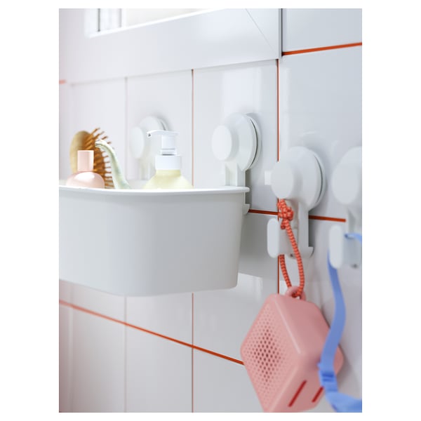 TISKEN Basket with suction cup, white