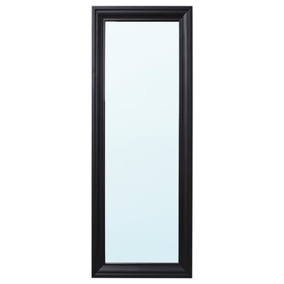 Black rectangular wall mirror with black mold frame, suitable for any room.