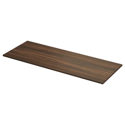Dark brown wooden countertop, rectangular, flat surface.