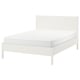 TONSTAD white bed frame, modern minimalist design, sturdy off-white finish, wooden legs, clean lines.