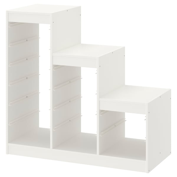 A white TROFAST storage frame with three sections, perfect for organizing kids toys.