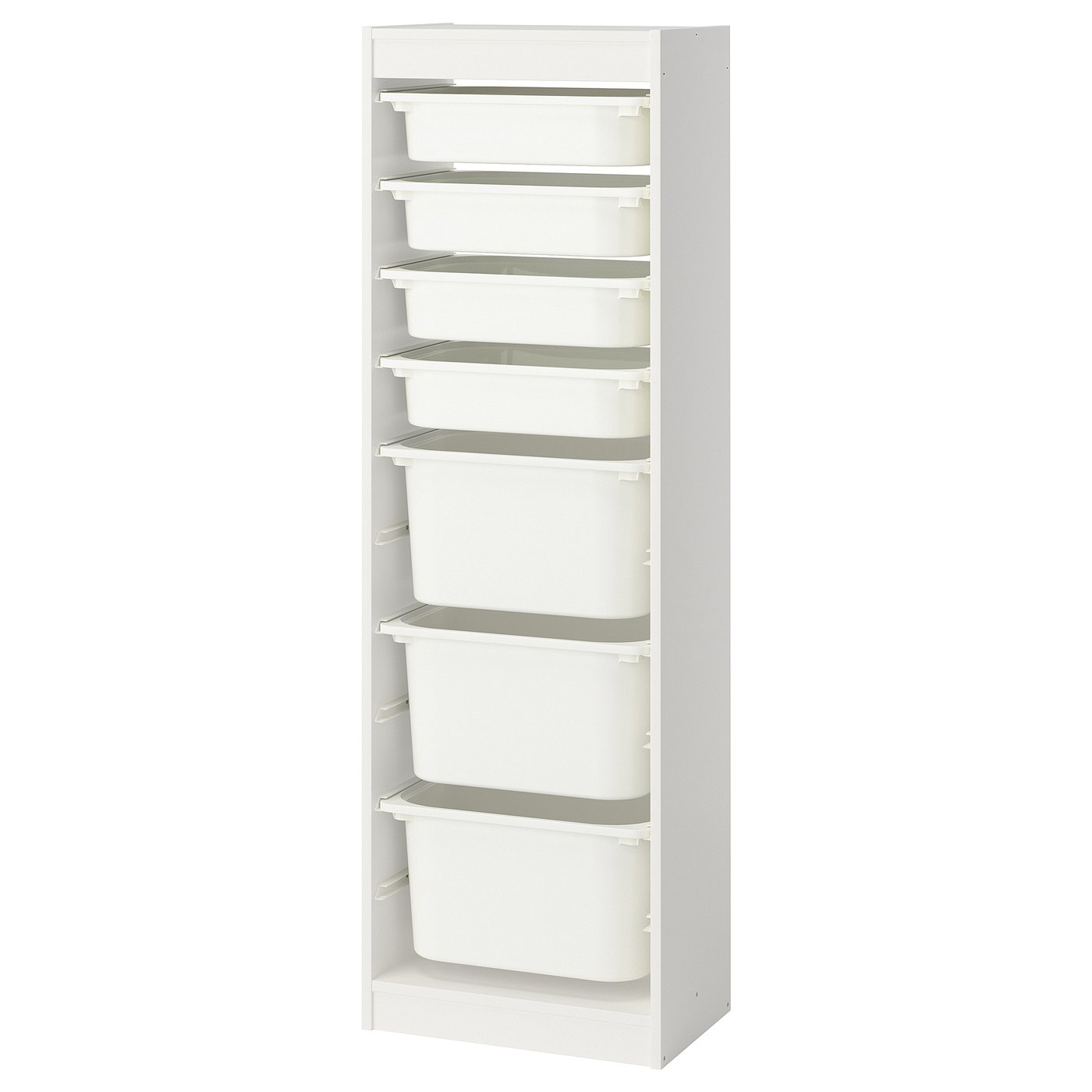 TROFAST storage combination with boxes, white/white, 46x30x145 cm
