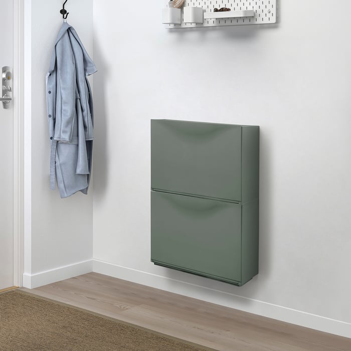 TRONES Shoe cabinet/storage, grey-green, 52x18x39 cm - IKEA Belgium