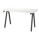 Trottén white desk, black metal legs. Modern a-frame design, perfect for small spaces.