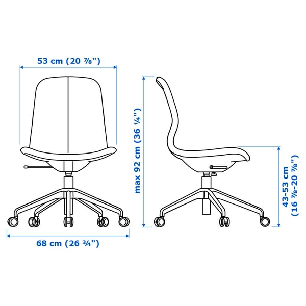 Illustration with measurements for the product: TROTTEN/LÅNGFJÄLL.