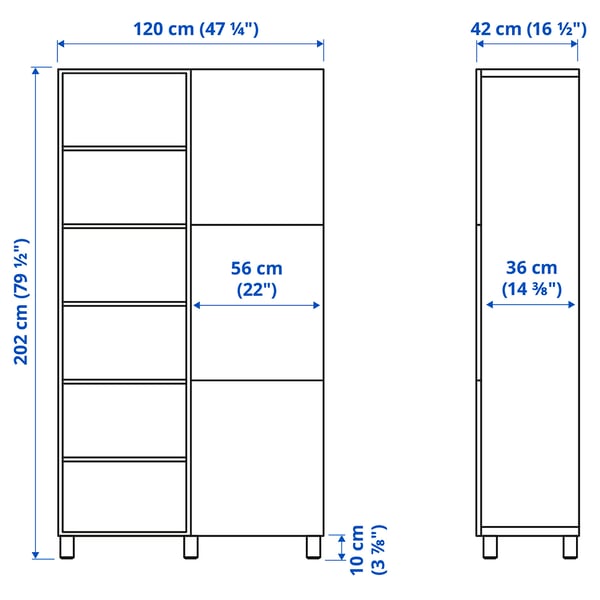 Illustration with measurements for the product: TROTTEN/LÅNGFJÄLL.