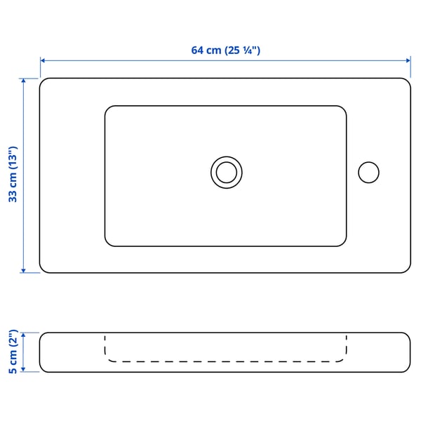 Illustration with measurements for the product: TVÄLLEN.